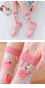 جوراب ساق دار شیشه ای طرح میوه - کد : 20873 - تصویر 8